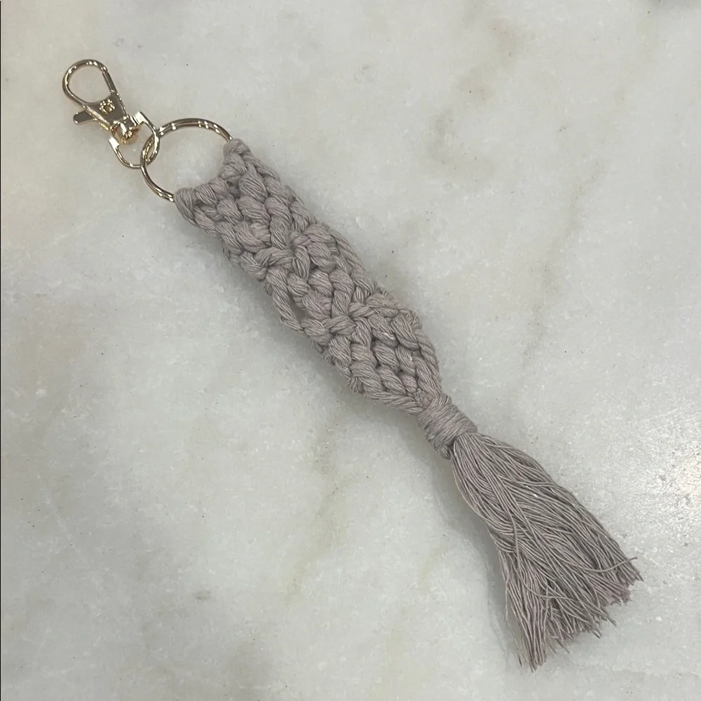 Chic Gray Macrame Keychain